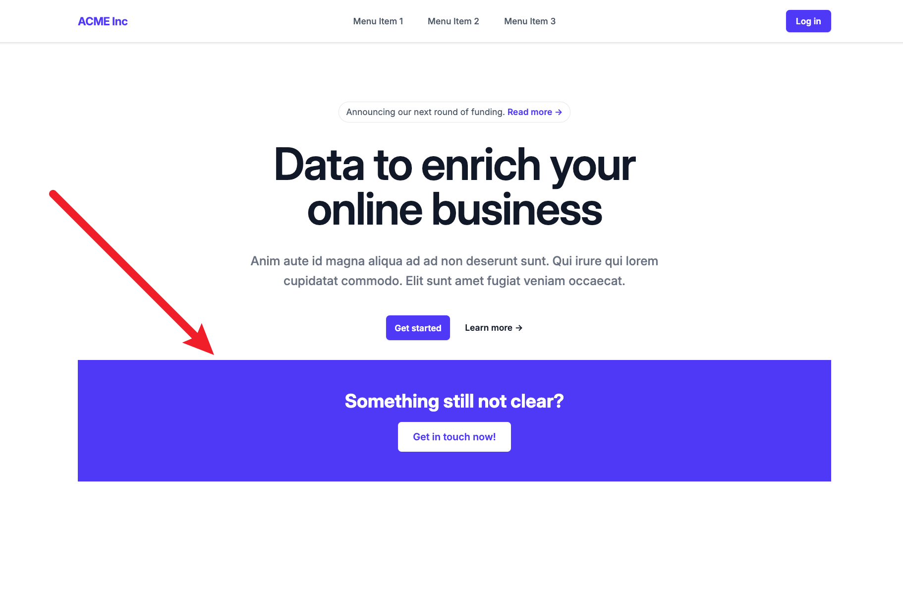 The published page showing the Hero #1 component above and the Banner component below it